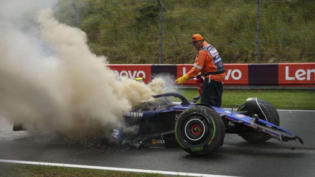 Sargeant jumps from burning car during Dutch practice