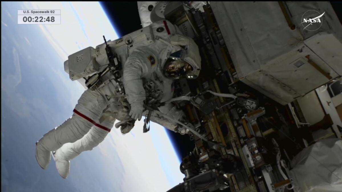 NASA's stuck astronauts take first joint spacewalk