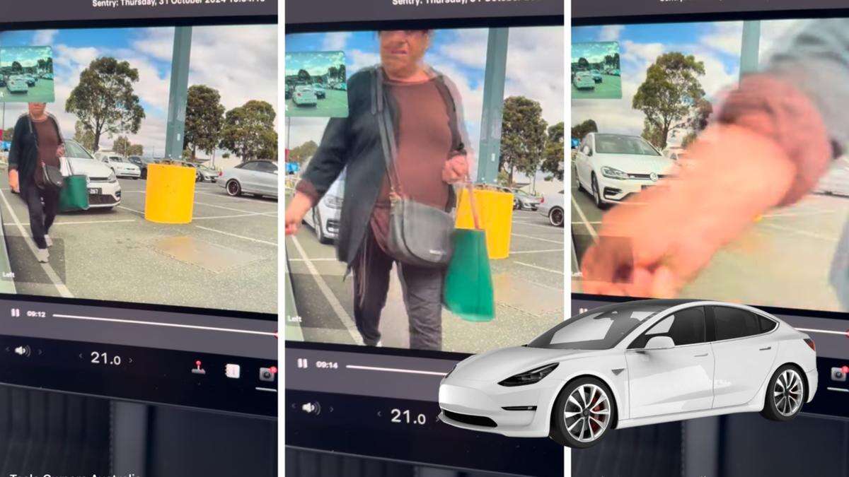 Woman caught red-handed keying Tesla in Aussie carpark