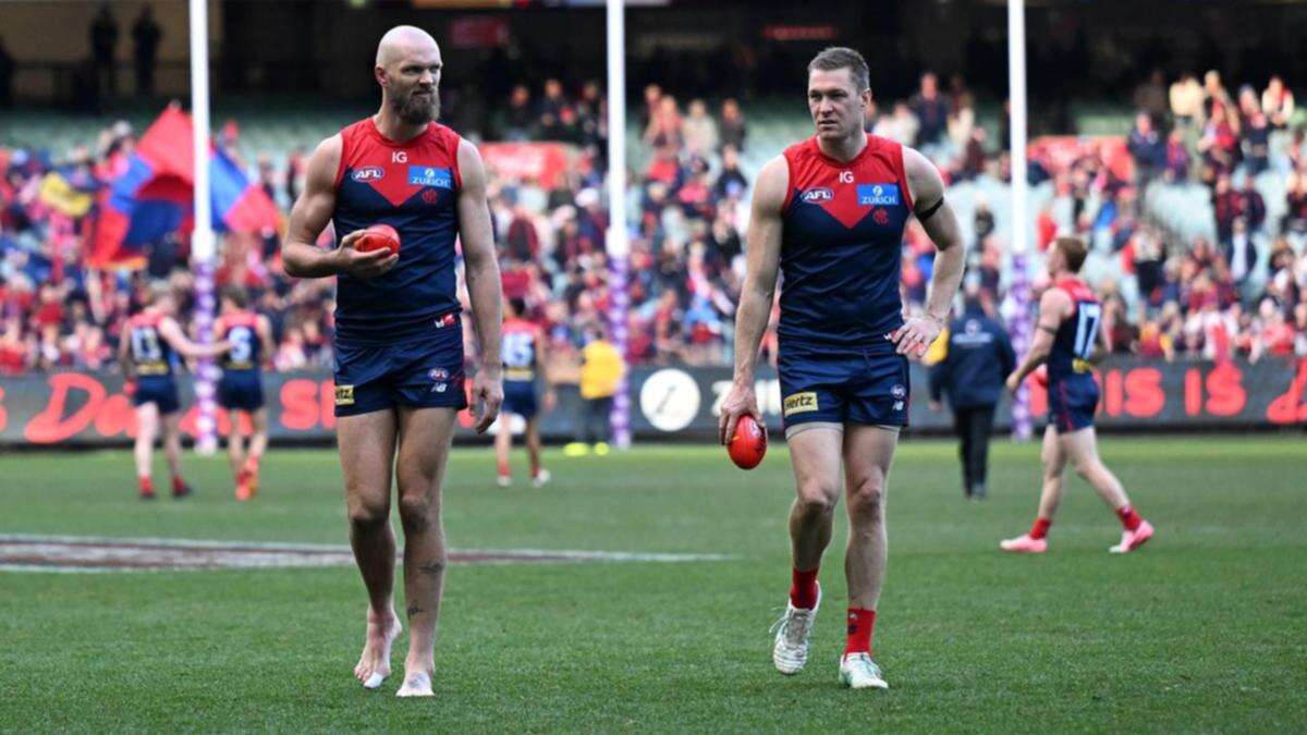 Demons skipper Max Gawn on crutches with ankle injury