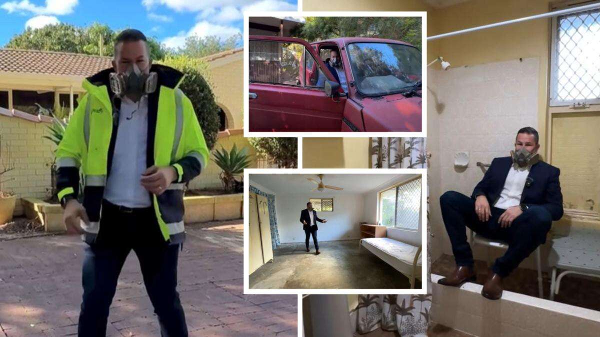 Perth Now exclusiveReal estate agent wears gas mask to show disgusting WA home