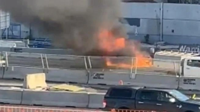 Major delays after car catches fire