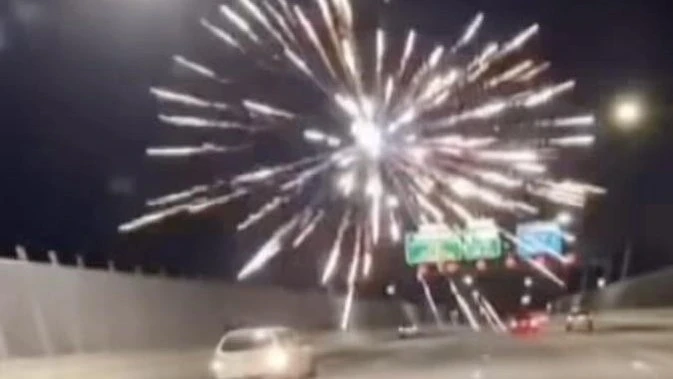Hoons turn iconic Australian bridge into dangerous fireworks display
