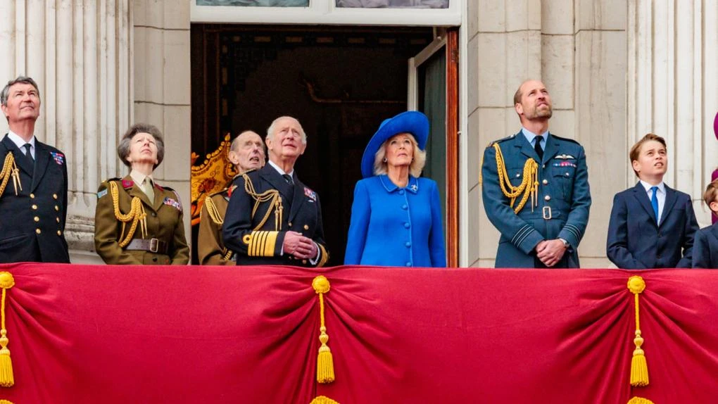 King Charles watches VE Day parade in London