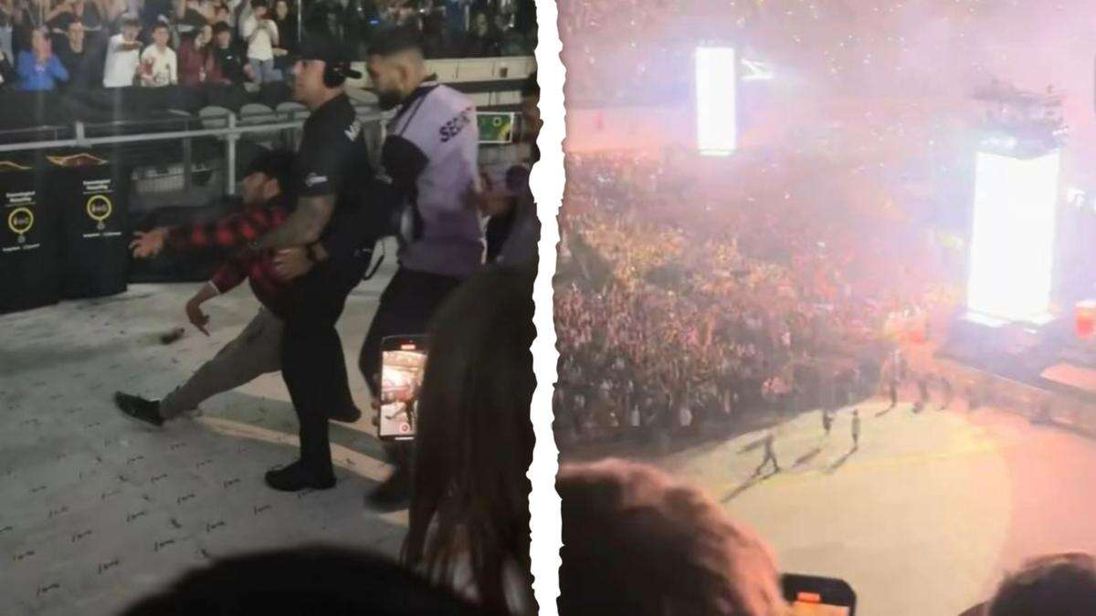 Shocking moment fan ‘fly-kicked’, has seizure at concert