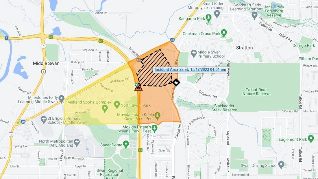 breakingBushfire a possible threat to lives in Perth’s northeast