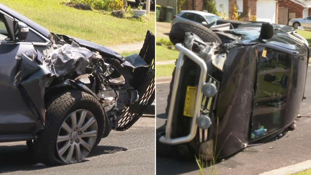 Father flees crash scene after pulling kids from flipped ute