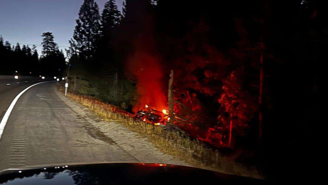 EV battery fire engulfs Tesla truck after highway crash