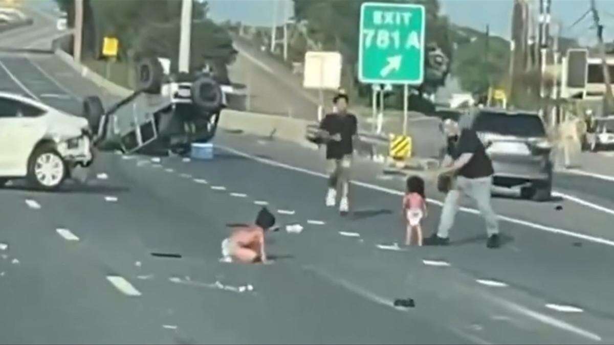 Witness reveals frantic moments after toddlers thrown from car