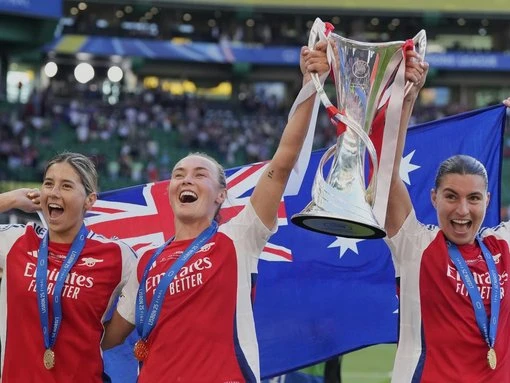 Matildas star as Arsenal women crowned European champs