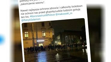 Ogromna kolejka przed klubem w Krakowie. Tu przed wejciem obostrze. 