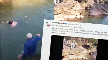 Chiny. Brytyjski konsul generalny okrzyknity bohaterem. Skoczy do rzeki na ratunek kobiecie