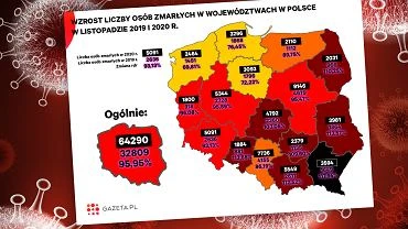 Wzrost liczby zmarłych w Polsce o 96 proc. Najgorzej w województwie podkarpackim [WYKRES DNIA]
