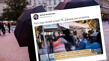 Kaja Godek podnoszona przez wiwatujcy tum po wyroku TK. 