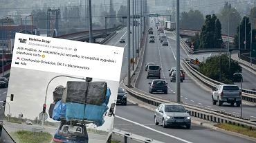 Bielsko-Biaa. Absurdalny widok na drodze Kierowca wiz na dachu baga dwa razy wikszy od auta