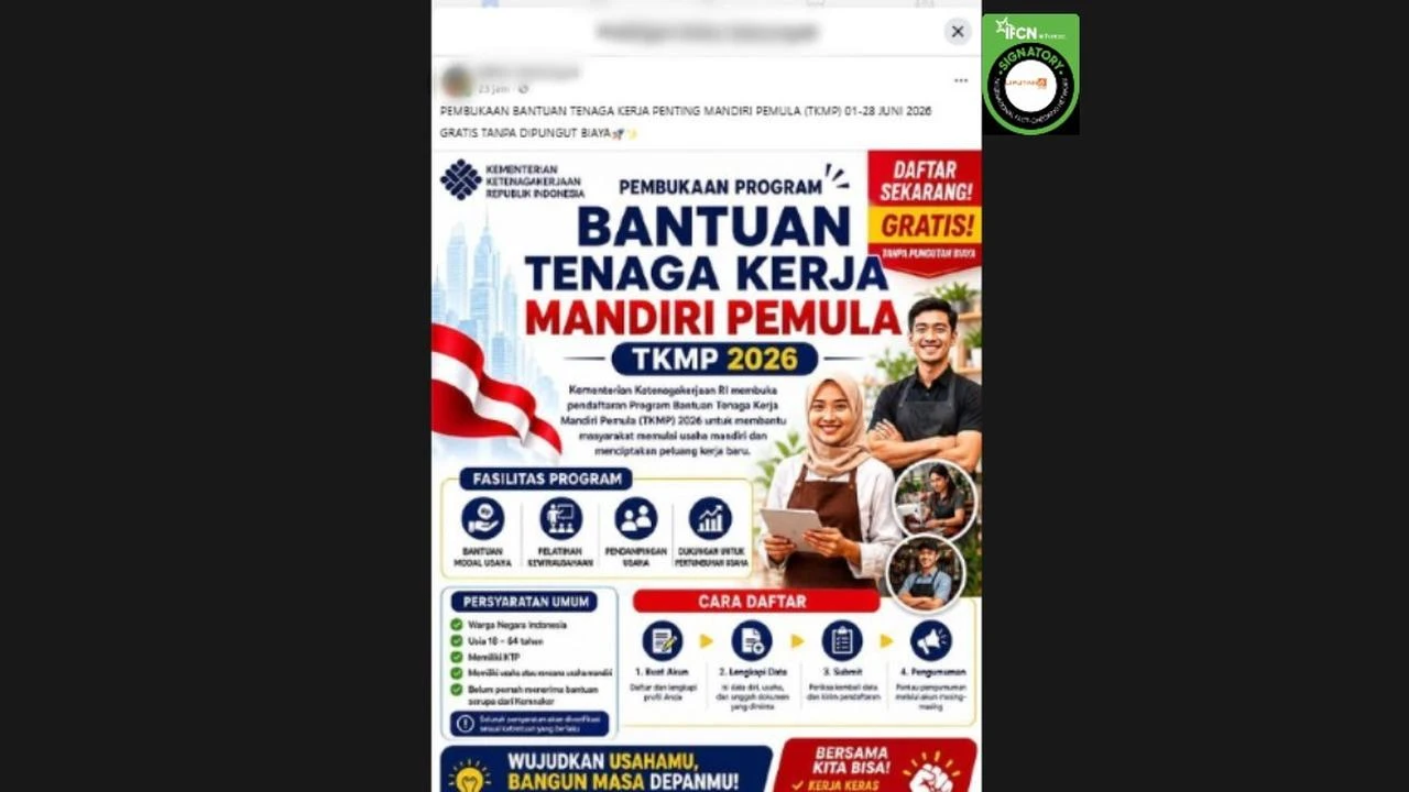 Cek Fakta: Hoaks Link Pendaftaran Bantuan Tenaga Kerja Mandiri Pemula 2026 dari Kemnaker