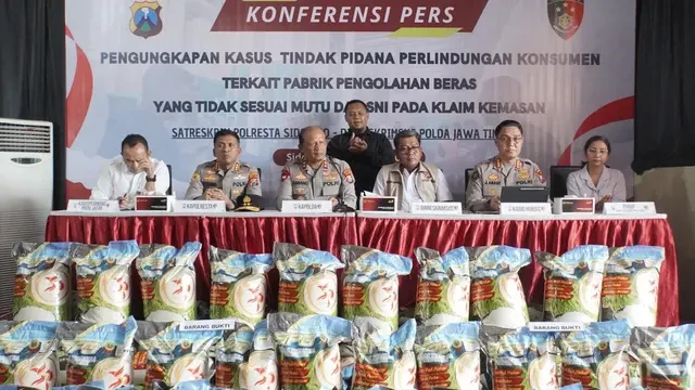 Pabrik Beras Premium Oplosan di Sidoarjo Digerebek Polisi, Pemilik Terancam 5 Tahun Bui
