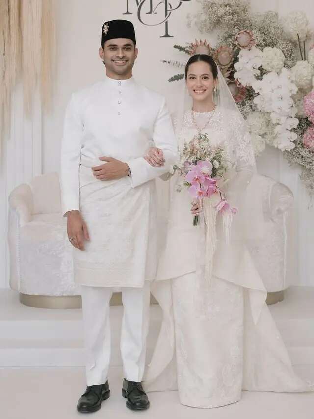 6 Potret Pernikahan Pevita Pearce, Busana Pengantin Putih yang Memancarkan Pesona Melayu