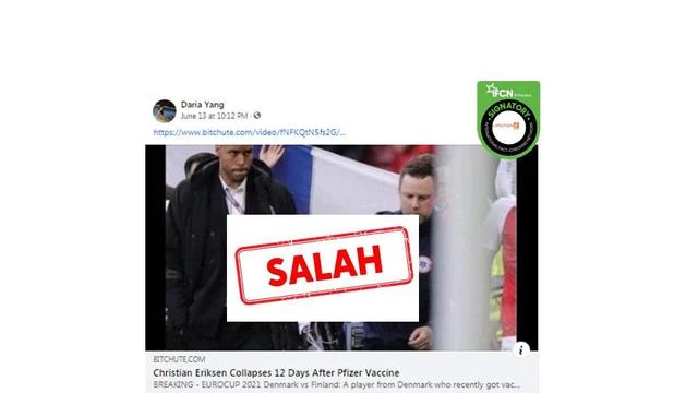 Cek Fakta: Tidak Benar Christian Eriksen Kolaps di Lapangan Akibat Vaksin Covid-19