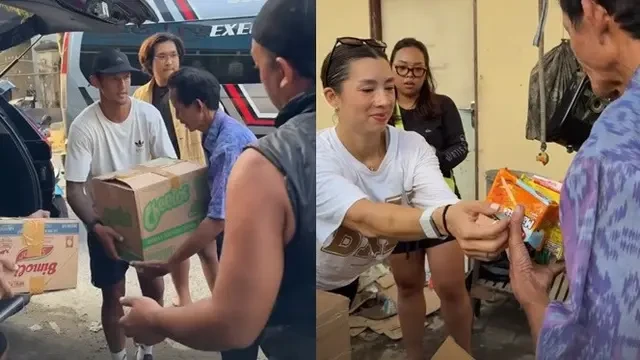 6 Potret Irfan dan Jennifer Bachdim Salurkan Bantuan Logistik Korban Banjir Bali