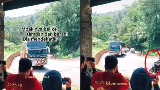 Papasan dengan Bus di Sitinjau Lauik, Aksi Pemotor Wanita Ini Viral