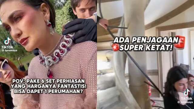 6 Potret Luna Maya Pakai Perhiasan Seharga Satu Kompleks Perumahan, Dijaga Ketat Saat Phot...