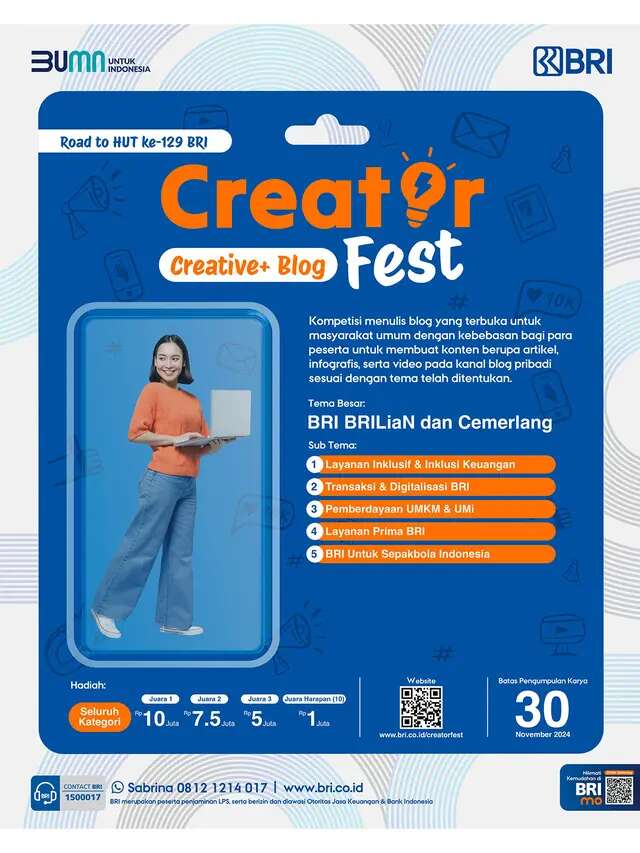 Syarat dan Ketentuan Kompetisi BRI Creator Fest 2024 Berhadiah Rp600 Juta