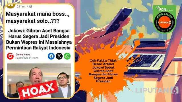 Cek Fakta: Hoaks Artikel Jokowi Sebut Gibran Aset Bangsa dan Harus Segera Jadi Presiden