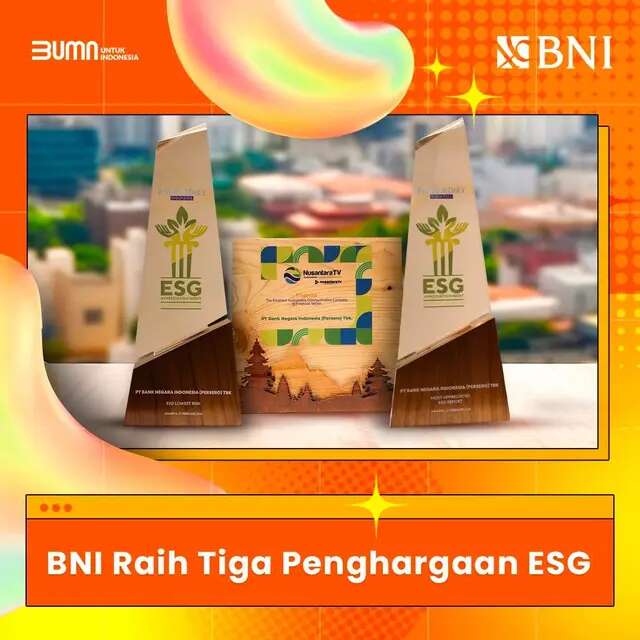 Kucurkan Kredit Hijau Rp 67,9 Triliun, BNI Raih Penghargaan ESG