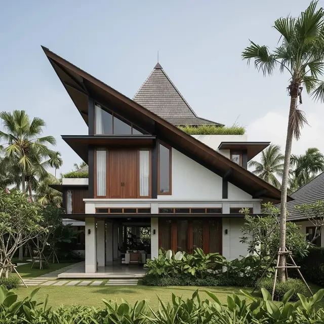 15 Inspirasi Desain Rumah Sempit Atap Miring ke Belakang Tren 2025, Modern & Fungsiona...