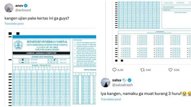 6 Cuitan Netizen Rindu Ujian Sekolah Pakai Lembar LJK, Kenang Masa Lalu