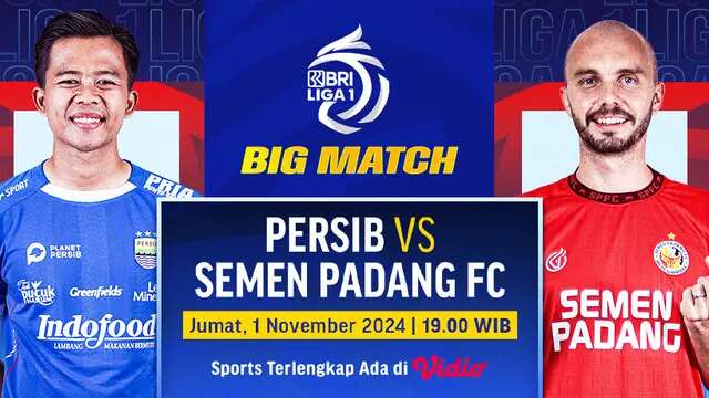 Jadwal BRI Liga 1 2024/2025, 1-6 November: Persib Bandung vs Semen Padang