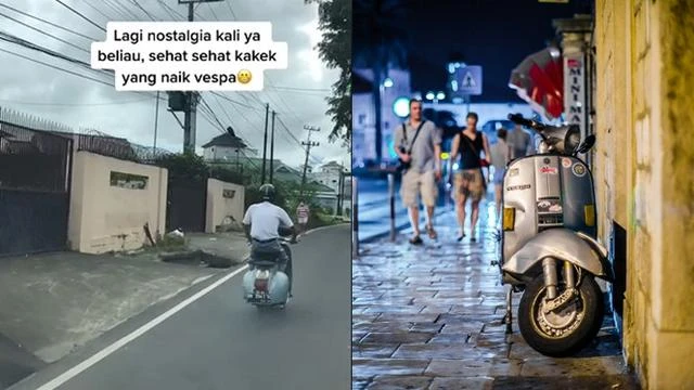 Kakek Ini Keliling Naik Vespa Pakai Seragam SMA, Mengenang Masa Muda