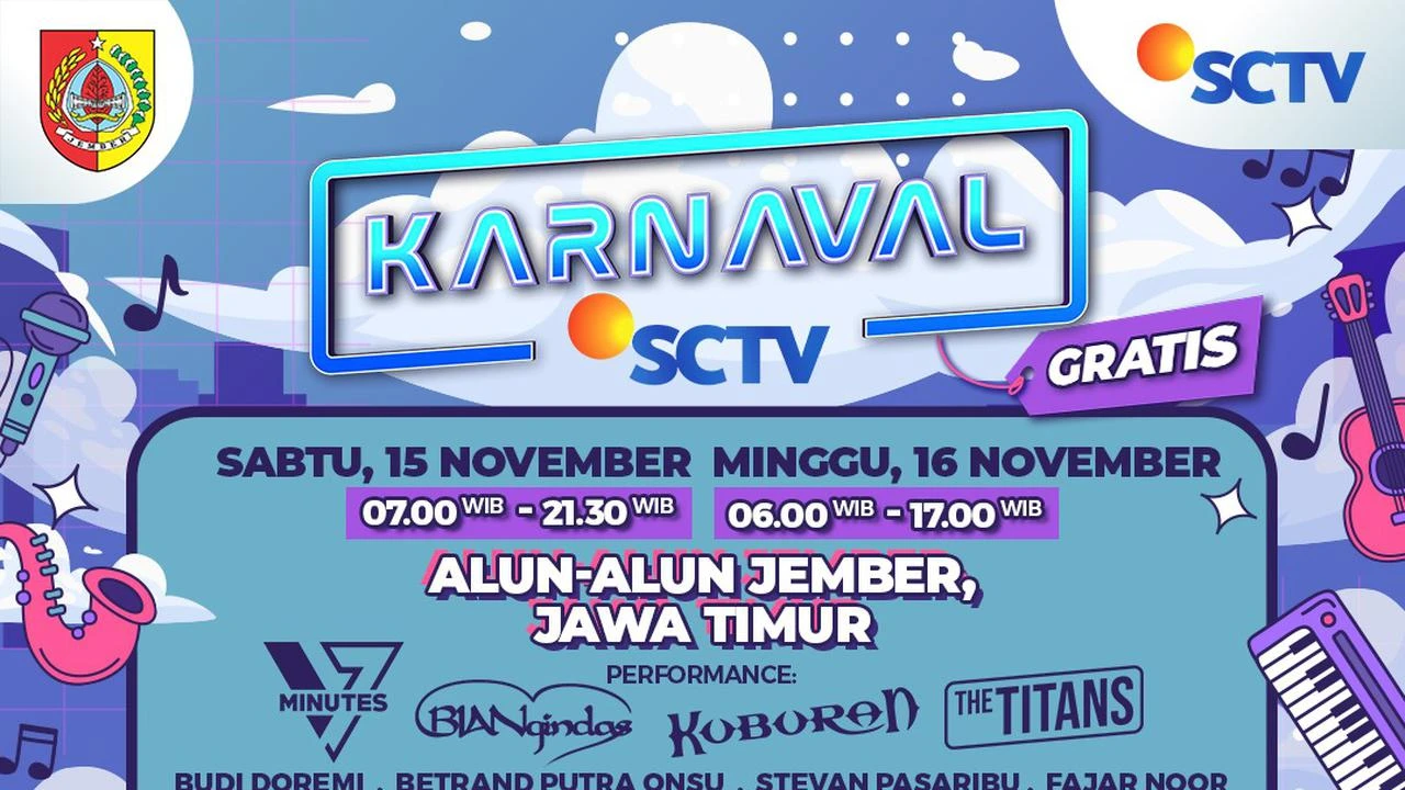 Karnaval SCTV Mampir ke Jember pada 15-16 November 2025, Dijamin Meriah dengan Parade Bint...