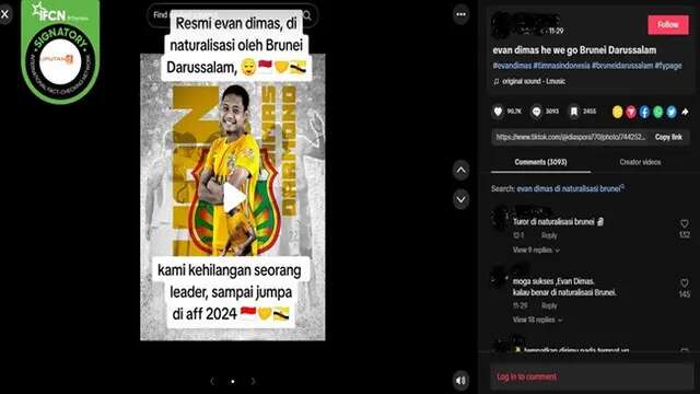 Cek Fakta: Hoaks Kabar Evan Dimas Dinaturalisasi Brunei Darussalam