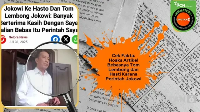 Cek Fakta: Hoaks Artikel Bebasnya Tom Lembong dan Hasto karena Perintah Jokowi