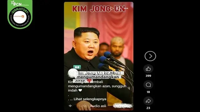 Cek Fakta: Hoaks Video yang Diklaim Pemimpin Korea Utara Kim Jong-un Mengumandangkan Azan