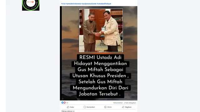 Cek Fakta: Tidak Benar Dalam Foto Ini Ustaz Adi Hidayat Resmi Gantikan Gus Miftah Sebagai ...