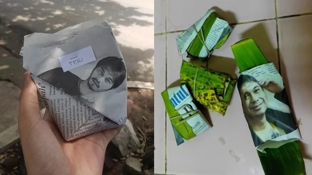 6 Potret Nasi Bungkus dengan Foto Seleb Ini Bikin Tawa Pecah