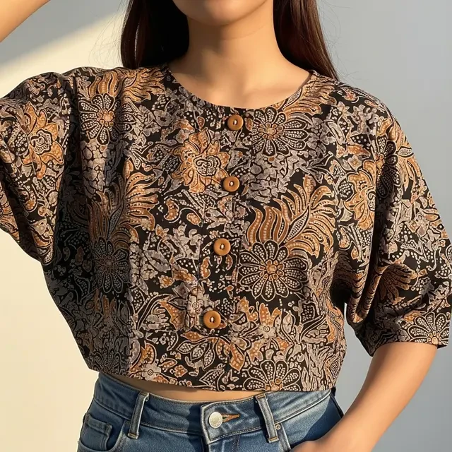9 Model Batik Lengan Dolman Crop Top Santai, Pilihan Gaya Kekinian