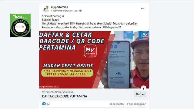 Cek Fakta: Tidak Benar Link Pendaftaran Akun Subsidi Tepat untuk Beli BBM Bersubsidi