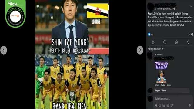 Cek Fakta: Hoaks Shin Tae-yong Jadi Pelatih Timnas Brunei Darussalam pada 15 Januari 2024