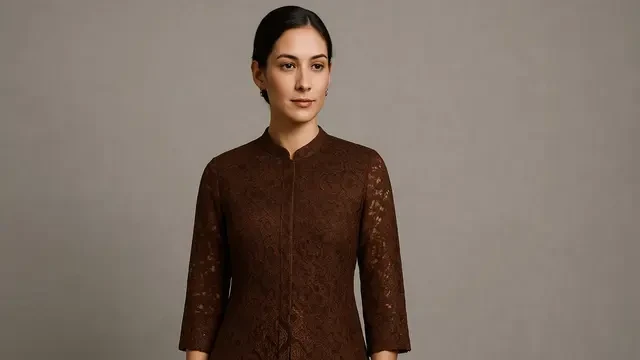 7 Model Kemeja Batik Brokat Cokelat untuk Gaya Formal Minimalis, Elegan dan Anggun Sepanja...