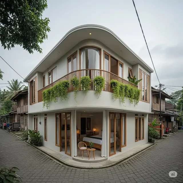 17 Gambar Rumah Sederhana di Kampung 2 Lantai, Modern Tapi Tetap Asri