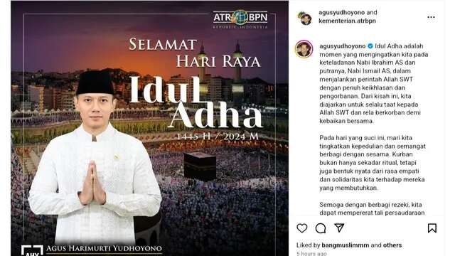 Peringati Idul Adha, AHY: Momen Pengingat Keteladanan Nabi Ibrahim