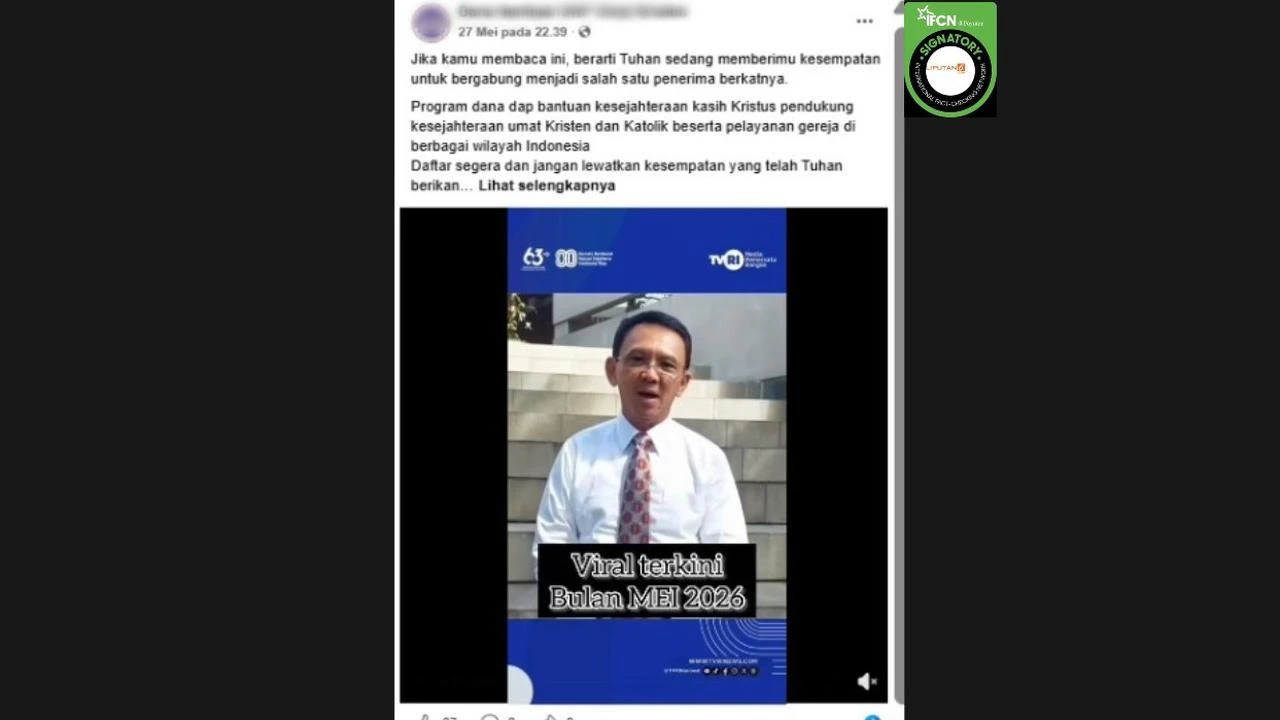 Cek Fakta: Tidak Benar Ahok Bicara Dana Bantuan DAP Australia untuk Umat Kristen