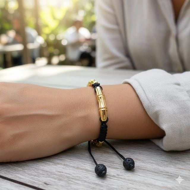 10 Model Gelang Emas Bambu Kombinasi Batu Alam, Perpaduan Etnik Modern Elegan