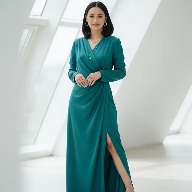 7 Tren Long Dress Belah Depan 2025 yang Sopan tapi Tetap Classy