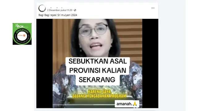 Cek Fakta: Tidak Benar Dalam Video Ini Sri Mulyani Berbagi Rezeki