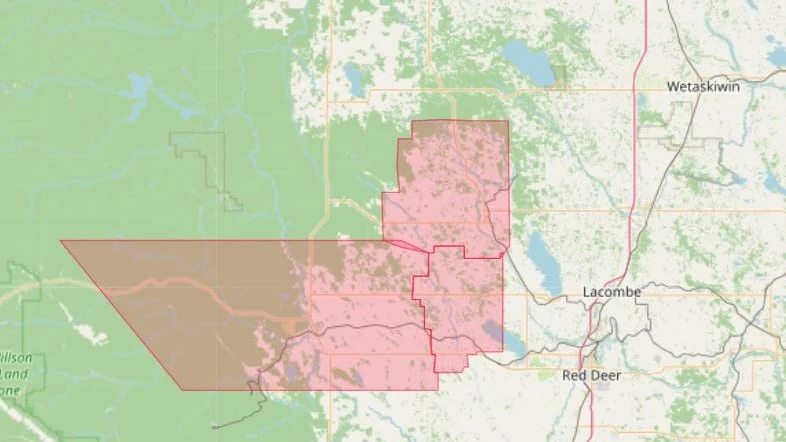 Red tornado warning expanded to 3 central Alberta counties